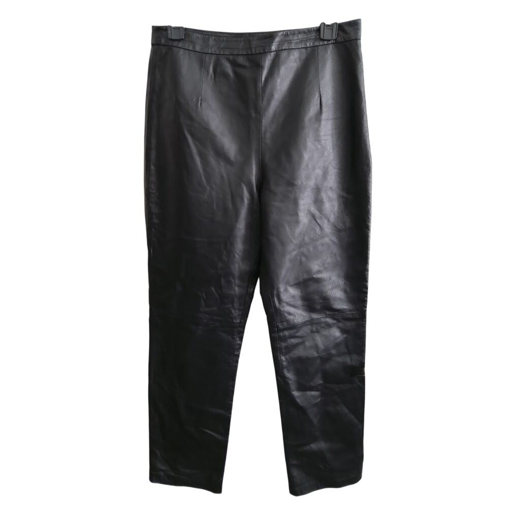 Vtg Clio fitted Leather black pants size 8 Womens Mobwife party bratz biker vamp - Picture 2 of 10